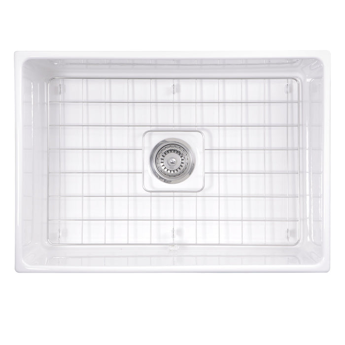 Nantucket Sinks T-FCFS27 27" Farmhouse Fireclay Sink with Drain and Grid