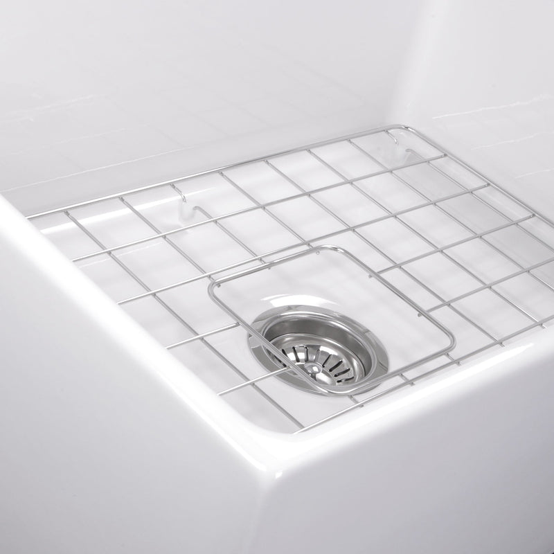 Nantucket Sinks T-FCFS27 27" Farmhouse Fireclay Sink with Drain and Grid (image 4)