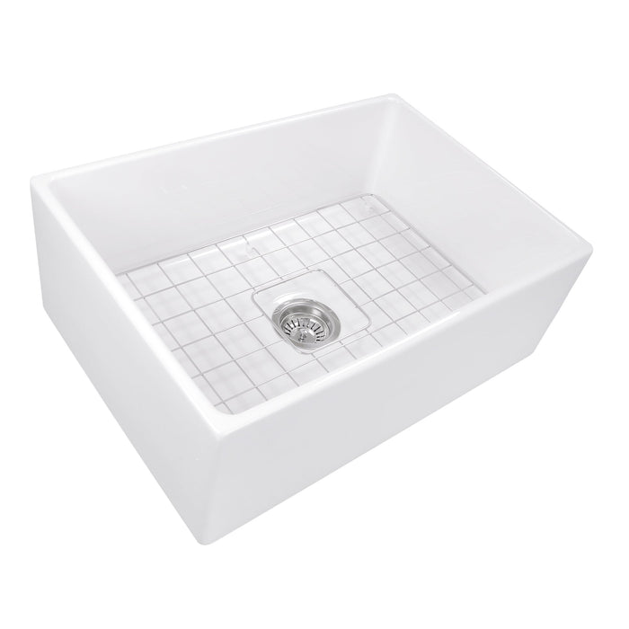 Nantucket Sinks T-FCFS27 27 Inch Farmhouse Fireclay Sink with Drain and Grid