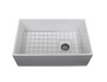 Nantucket sinks T-FCFS3019-OSD 30 inch farmhouse fireclay sink with drain and grid
