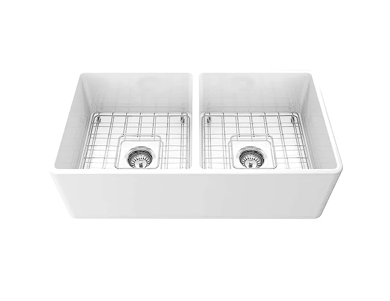 Nantucket Sinks 33" Double Bowl Fireclay Farmhouse Kitchen Sink