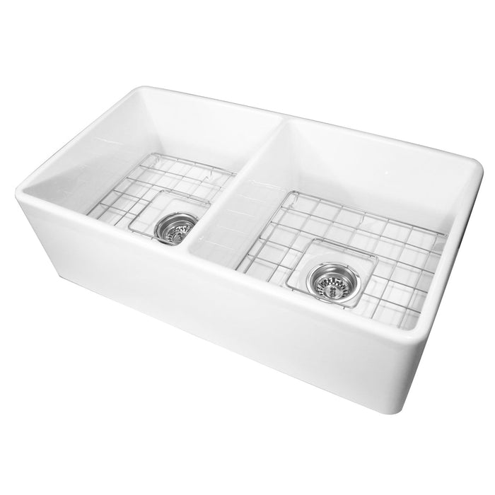 Nantucket Sinks 33" Double Bowl Fireclay Farmhouse Kitchen Sink