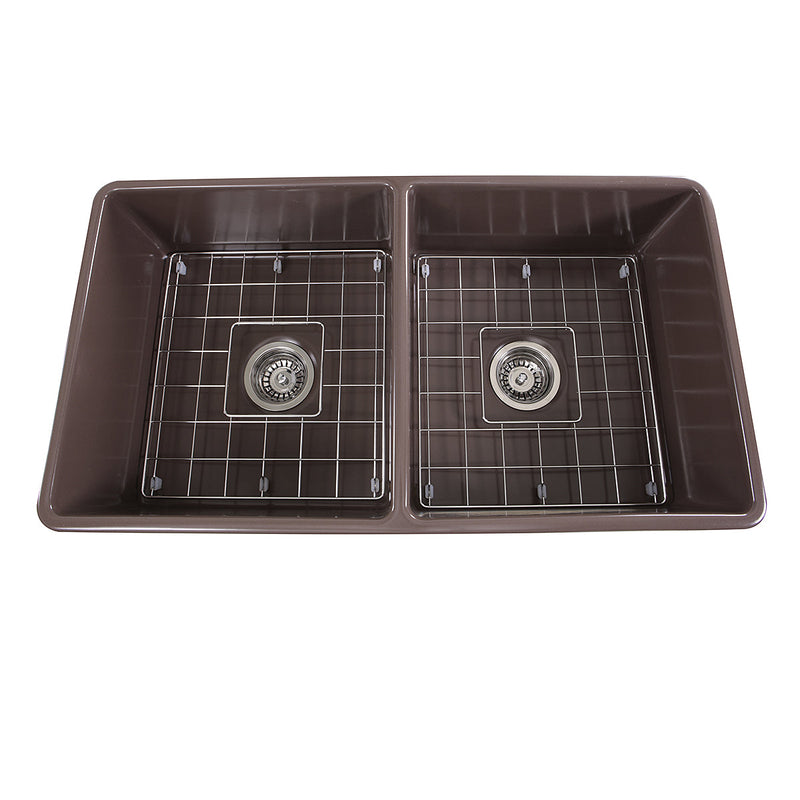 Nantucket Sinks 33" Double Bowl Fireclay Farmhouse Kitchen Sink (image 4)