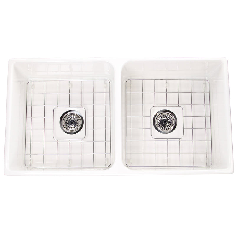 Nantucket Sinks T-FCFS36-DBL 36" Double Bowl Farmhouse Sink with Drains and Grids (image 2)