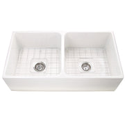 Nantucket Sinks T-FCFS36-DBL 36" Double Bowl Farmhouse Sink with Drains and Grids (image 3)