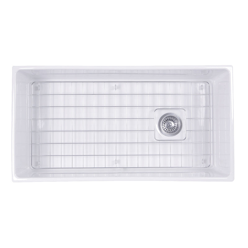 Nantucket Sinks T-FCFS36 36 Inch Farmhouse Sink with Offset Drain and Grid