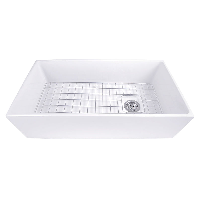 Nantucket Sinks T-FCFS36 36" Farmhouse Sink with Offset Drain and Grid (image 3)