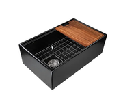 Nantucket Sinks T-PS30 30-inch workstation fireclay apron sink side drain - Parent