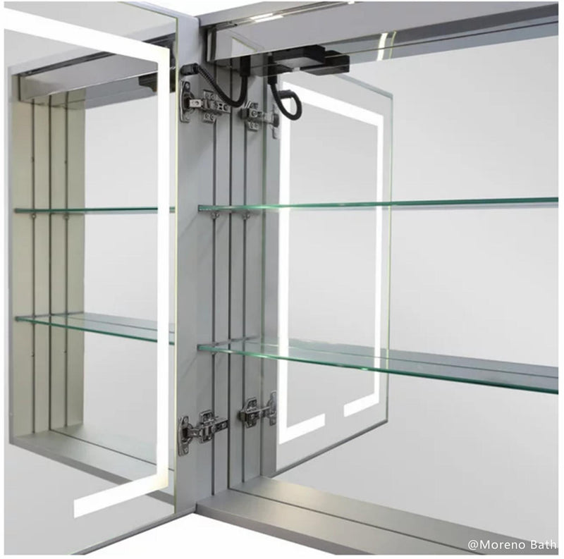 Beselare 20'' Surface Mount Frameless 1 Door Medicine Cabinet with 2 Shelves and LED Lighting (image 3)