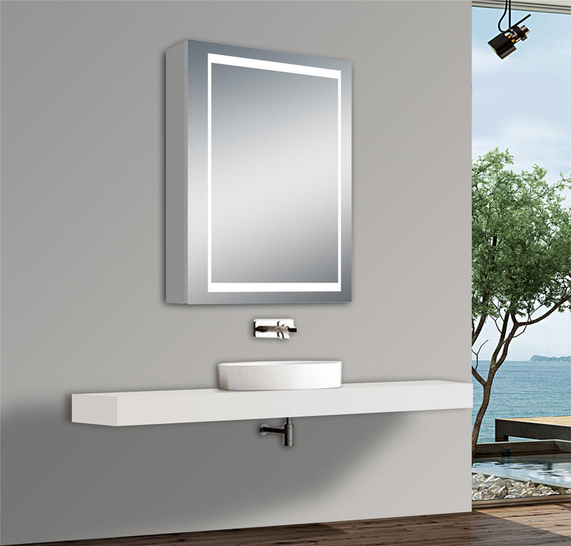 Beselare 20'' Surface Mount Frameless 1 Door Medicine Cabinet with 2 Shelves and LED Lighting (image 4)