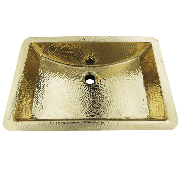 Nantucket Sinks TRB-1914-OF TRB-1914-OF - 21" Hand Hammered Brass Rectangle Undermount Bathroom Sink with Overflow