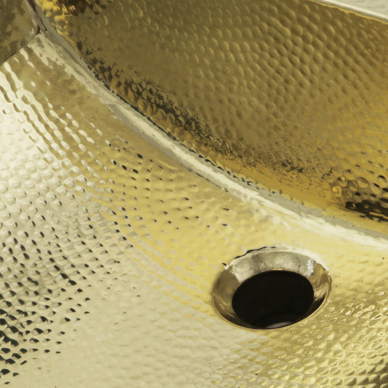 Nantucket Sinks TRB-1914-OF TRB-1914-OF - 21" Hand Hammered Brass Rectangle Undermount Bathroom Sink with Overflow (image 3)