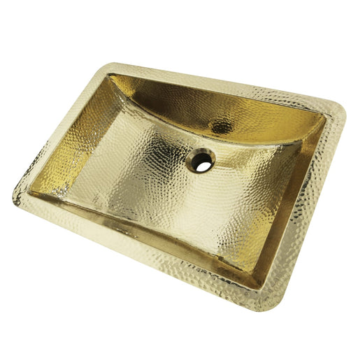 Nantucket Sinks TRB-1914-OF TRB-1914-OF - 21 Inch Hand Hammered Brass Rectangle Undermount Bathroom Sink with Overflow
