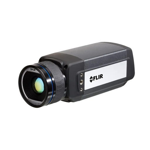 Teledyne FLIR A655SC angled view black body blue ring lens logo visible.