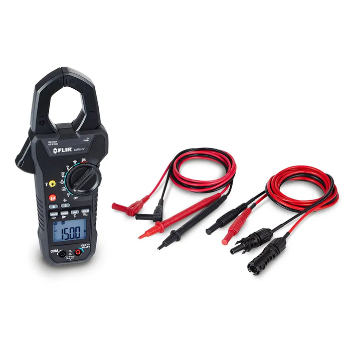 Teledyne FLIR CM78 PV angled view with accessories red black test leads.