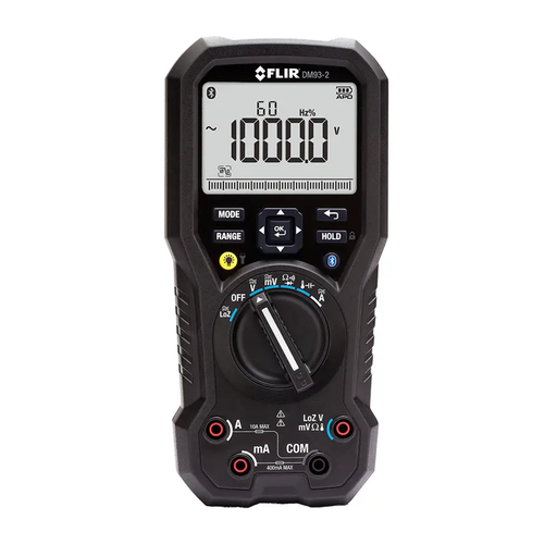 Teledyne FLIR DM93 2 industrial digital multimeter black case display controls.