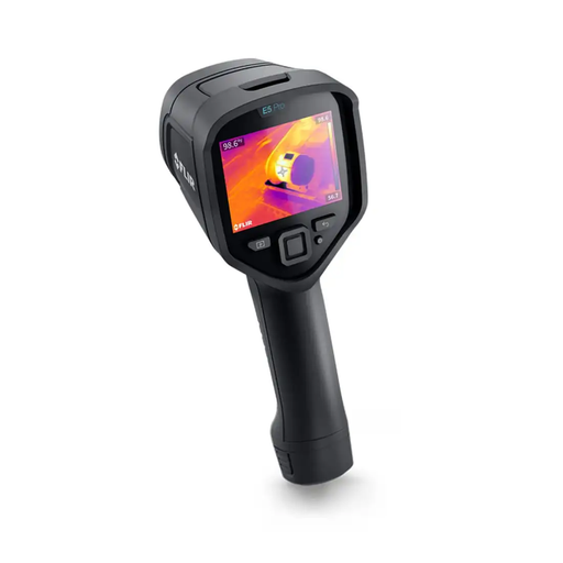 Teledyne FLIR E5 Pro angled view screen on thermal image displayed.