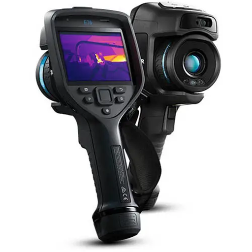 Teledyne FLIR E76 24 14 Advanced Thermal Imaging Camera front and back view thermal display and lens.