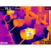 Teledyne FLIR E96 Dual FOV 24 42 14 30Hz 640x480 thermal image multiple motors heat distribution.