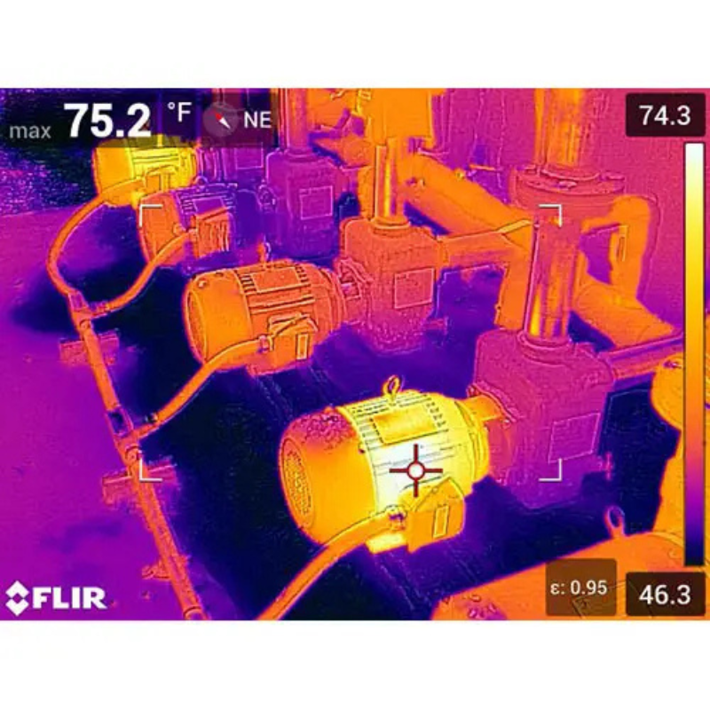 Teledyne FLIR E96 Dual FOV 24 42 14 30Hz 640x480 thermal image multiple motors heat distribution.