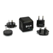 Teledyne FLIR GW65 Remote Monitoring Gateway angled view black charger with adapters.