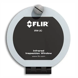 Teledyne FLIR IRW 2C Infrared IR Inspection Window front view black cover white background.