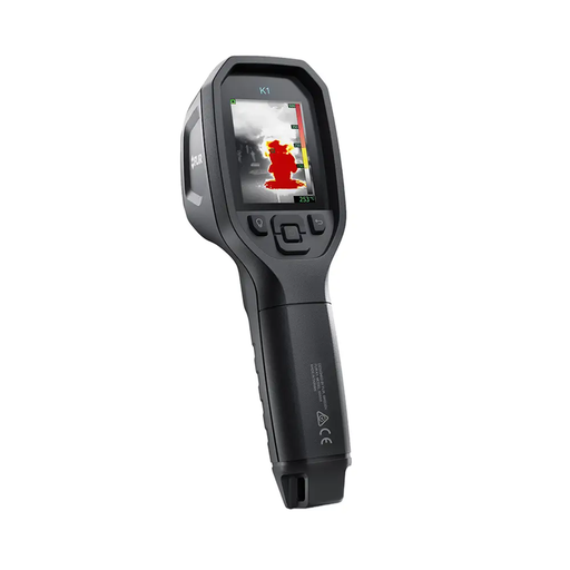Teledyne FLIR K1 Thermal Imaging Camera angled view showing screen with thermal detection readout.