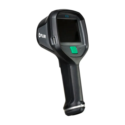 Teledyne FLIR K33 angled view black thermal camera green button.