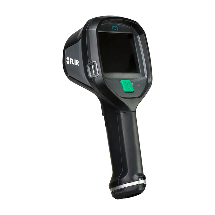 Teledyne FLIR K33 angled view black thermal camera green button.