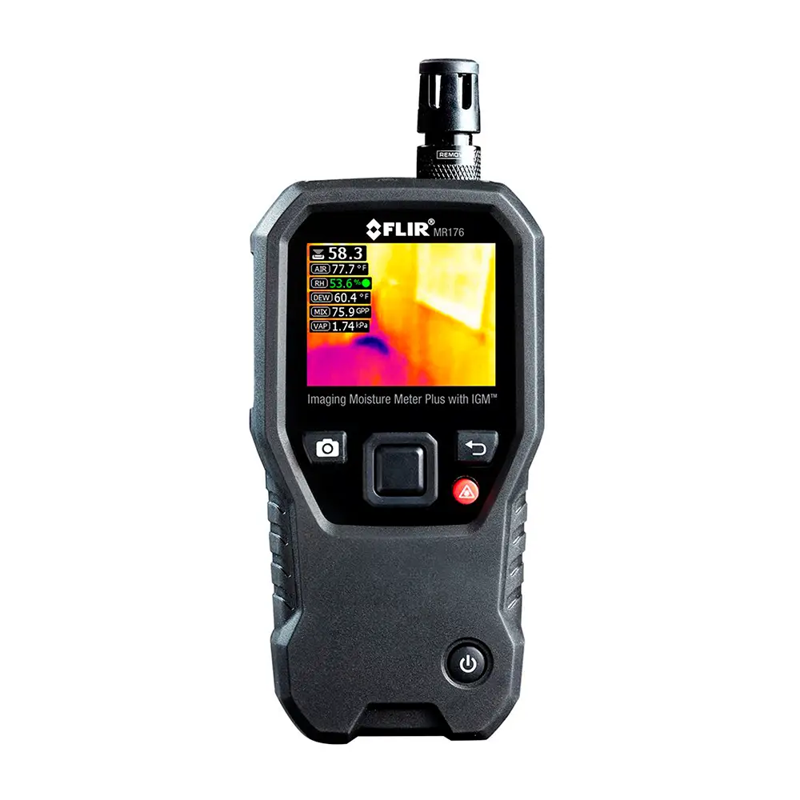 Teledyne FLIR MR176 Imaging Moisture Meter Plus with IGM Technology and Lepton Image Detector front view thermal display.