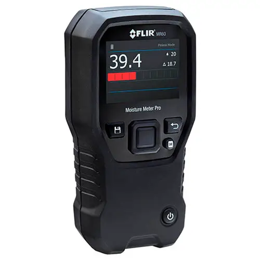 Teledyne FLIR MR60 front view moisture reading on screen.