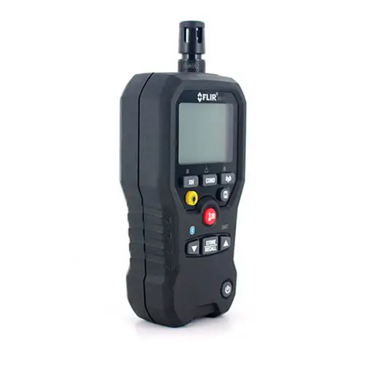 Teledyne FLIR MR77 5 In 1 Moisture Meter angled right view black case empty screen.
