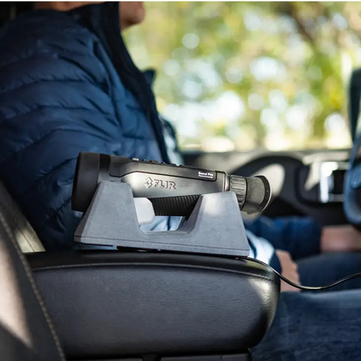 Teledyne FLIR Scout Pro 30Hz 640x480 inside vehicle mounted on charger beside driver.