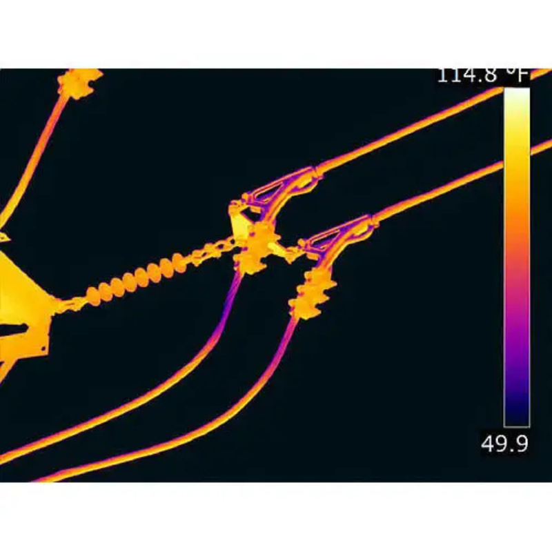 Teledyne FLIR T1020 KIT 45 top view thermal scan of power lines and connectors.