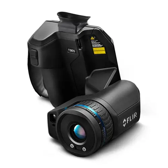 Teledyne FLIR T865 24 14 back view detached lens visible with warning label.