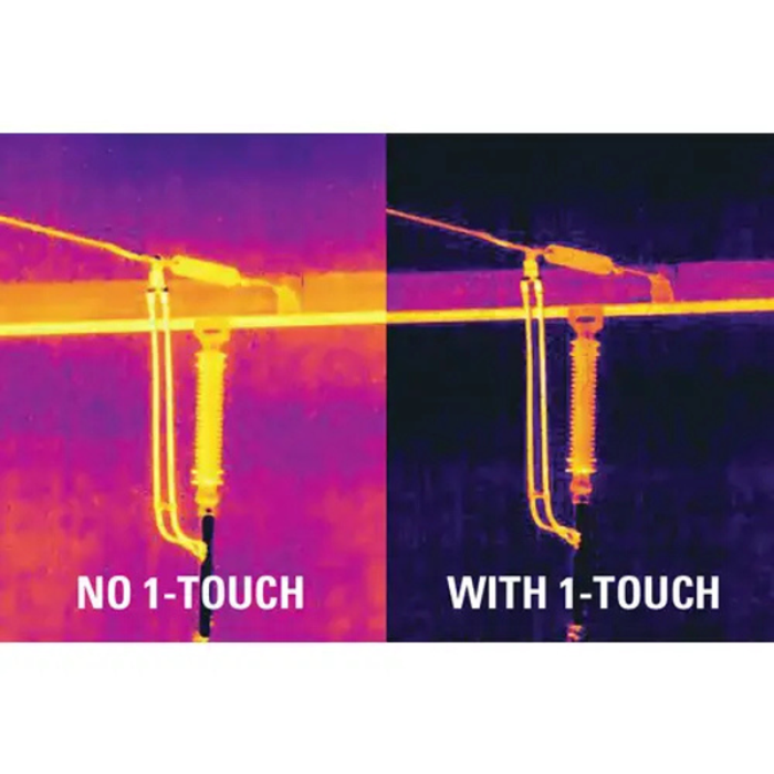 Teledyne FLIR T865 24 14 side by side thermal images with and without 1 touch enhancement.