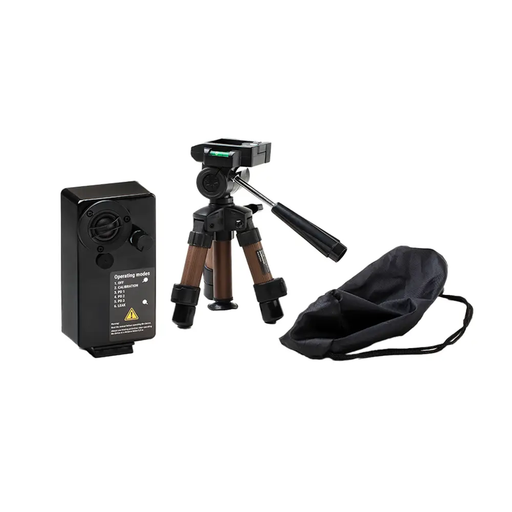Teledyne FLIR T911987 Acoustic Camera Tester front view tripod black control box carrying bag.