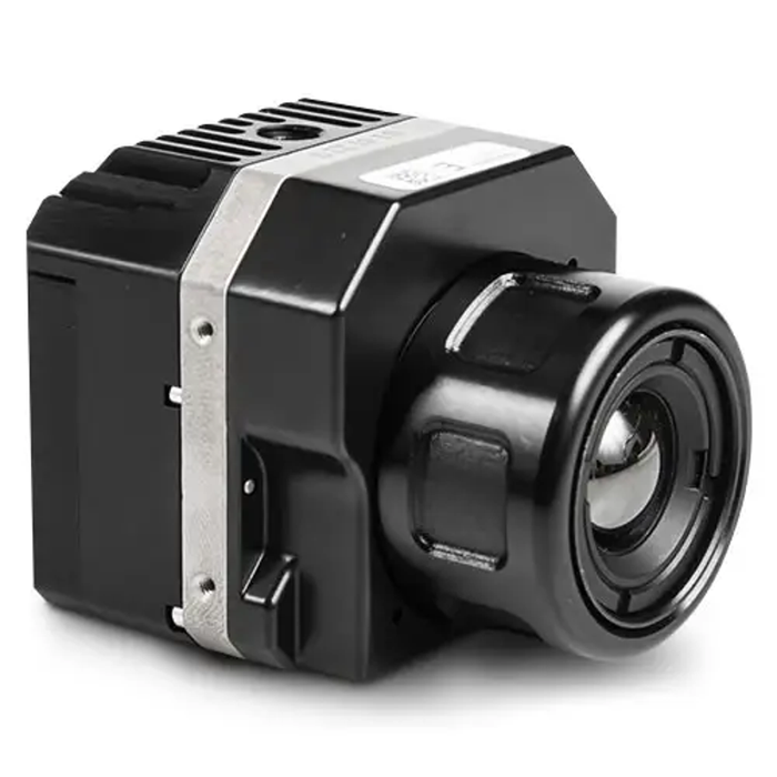 Teledyne FLIR VUE PRO 336 13MM 30HZ angled view black housing metal mount lens closeup.