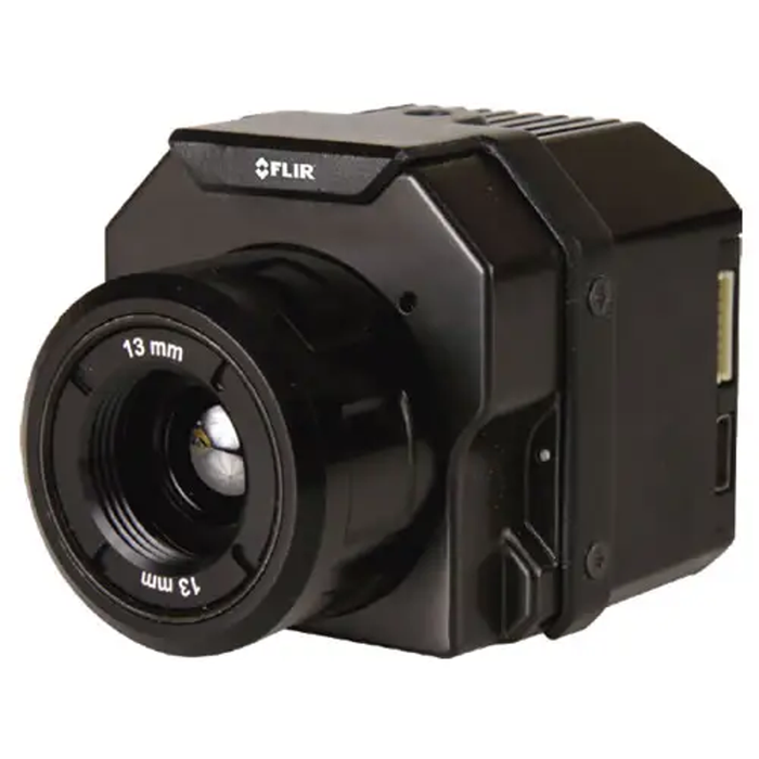 Teledyne FLIR VUE PRO R 640 13MM 9HZ angled view black thermal camera with 13mm lens.
