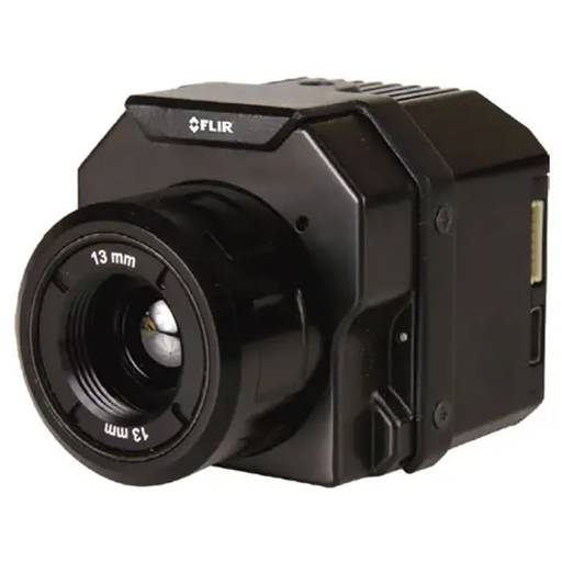 Teledyne FLIR VUE PRO R 640 9MM 9HZ angled view black thermal camera with 13mm lens and flir logo.