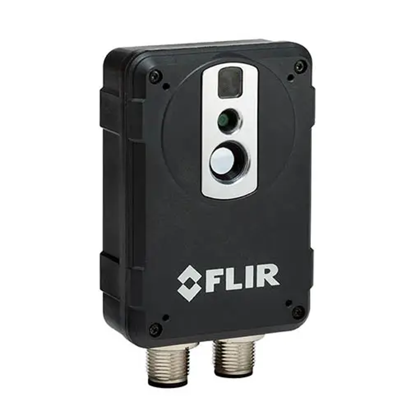Teledyne Flir Ax8 Thermal Imaging Camera right angle black thermal camera with connectors.