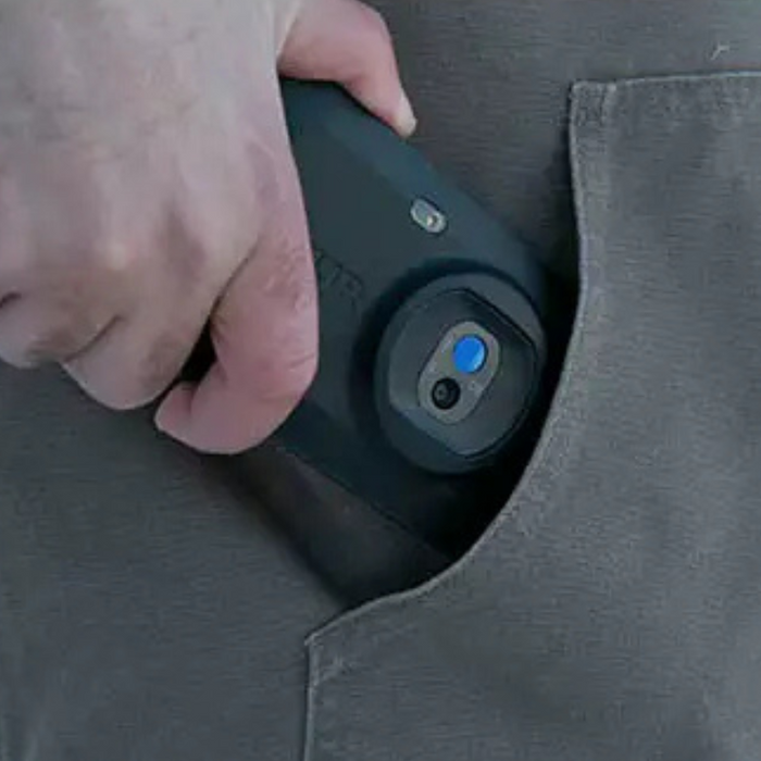 Teledyne Flir C5 Compact Thermal Camera angled view black body touchscreen menu icons.