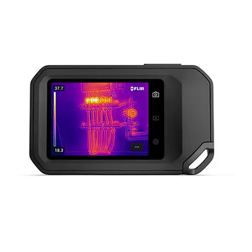 Teledyne Flir C5 Compact Thermal Camera hands holding device thermal scan electrical panel.
