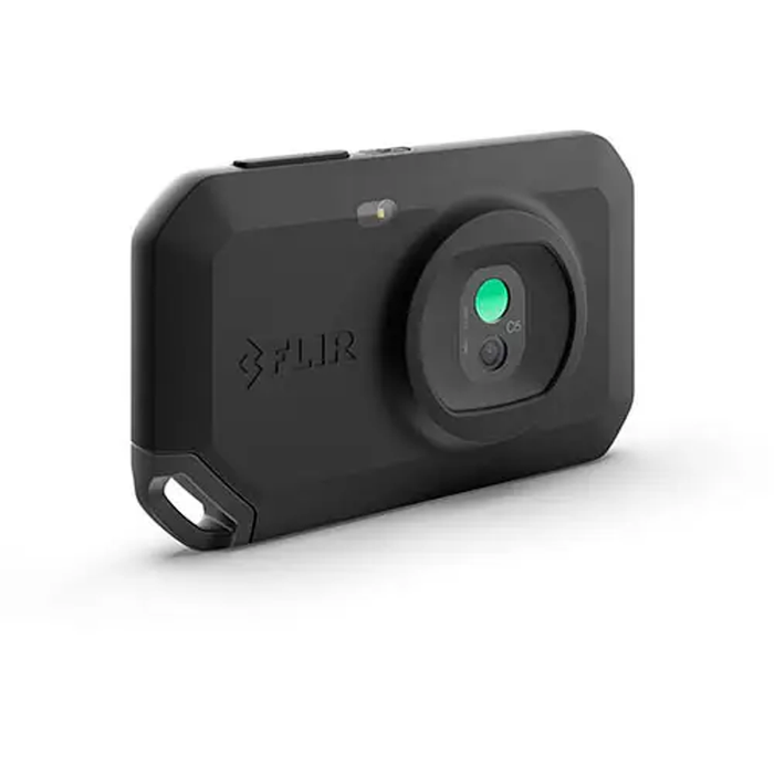 Teledyne Flir C5 Compact Thermal Camera holding device wifi display on screen.