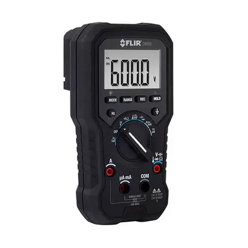 Teledyne Flir Dm66 Nist True Rms Multimeter angled front view showing buttons and display clearly.