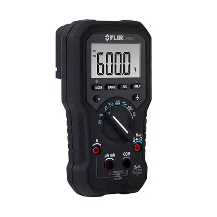 Teledyne Flir Dm66 Nist True Rms Multimeter angled front view showing buttons and display clearly.