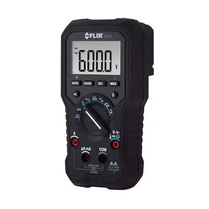 Teledyne Flir Dm66 Nist True Rms Multimeter front view with clear digital display showing voltage.
