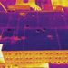 Teledyne Flir Duo Pro R 640 13mm 30hz thermal image rooftop structures yellow purple palette.
