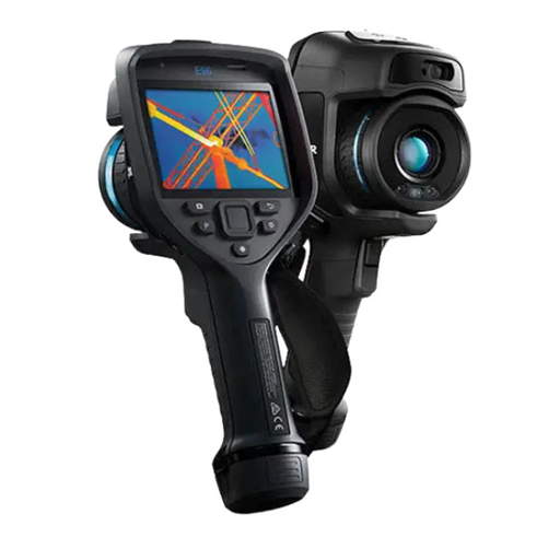Teledyne Flir E96 24 42 Nist close up back and front view dual camera lenses isolated.