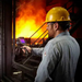 Teledyne Flir E96 24 Nist industrial use worker scanning high temperature area.